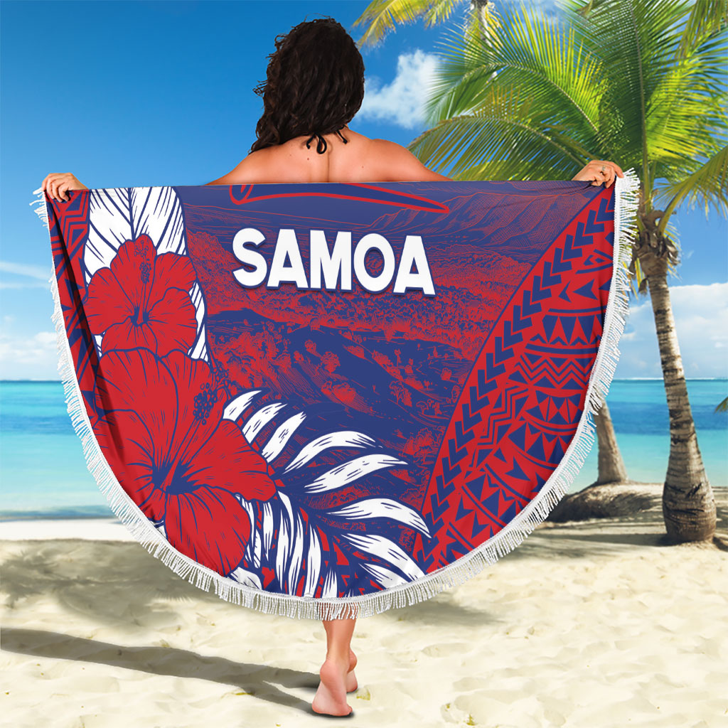 Faleula Samoa Village Beach Blanket Falefa Valley Polynesian Tribal Hibiscus Floral DT05 - Polynesian Pride