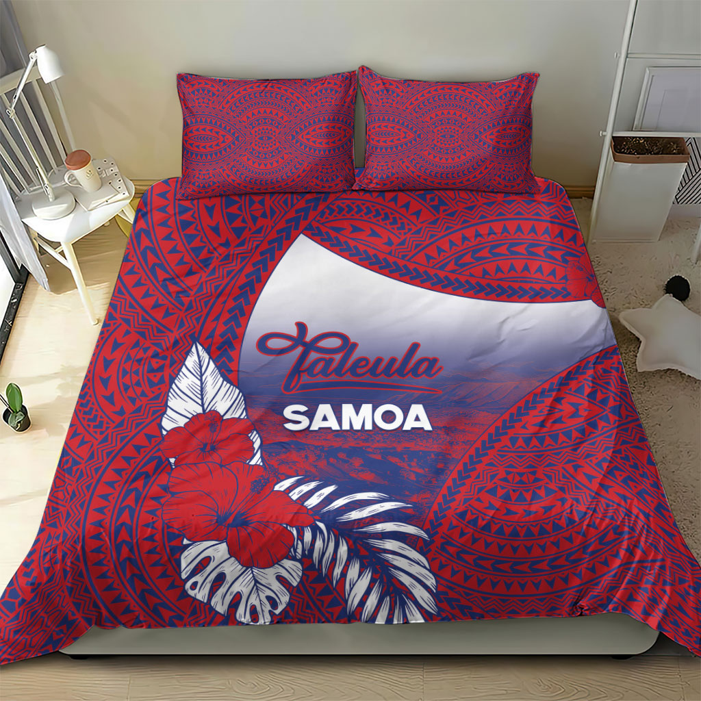 Faleula Samoa Village Bedding Set Falefa Valley Polynesian Tribal Hibiscus Floral