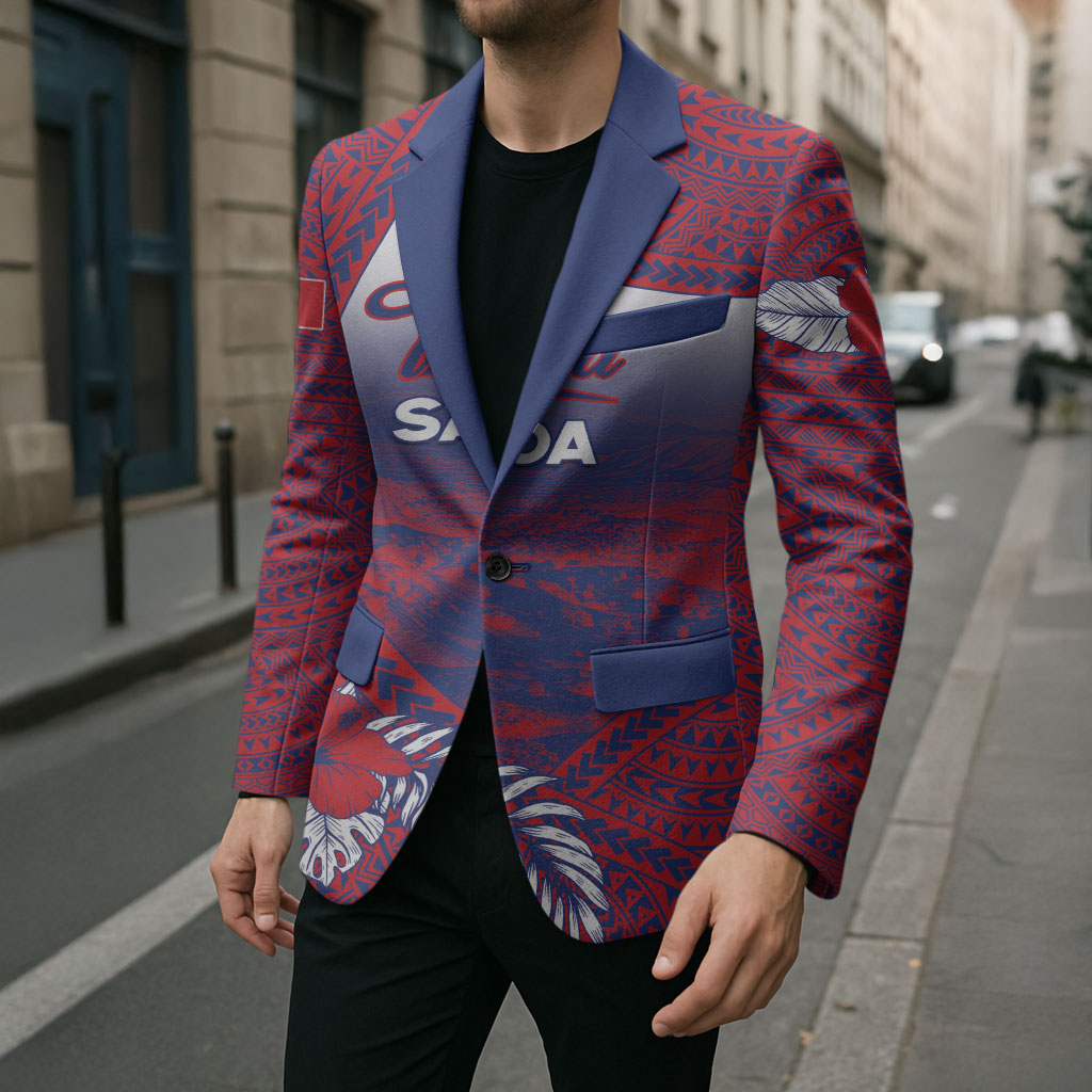 Personalised Faleula Samoa Village Blazer Falefa Valley Polynesian Tribal Hibiscus Floral DT05 - Polynesian Pride