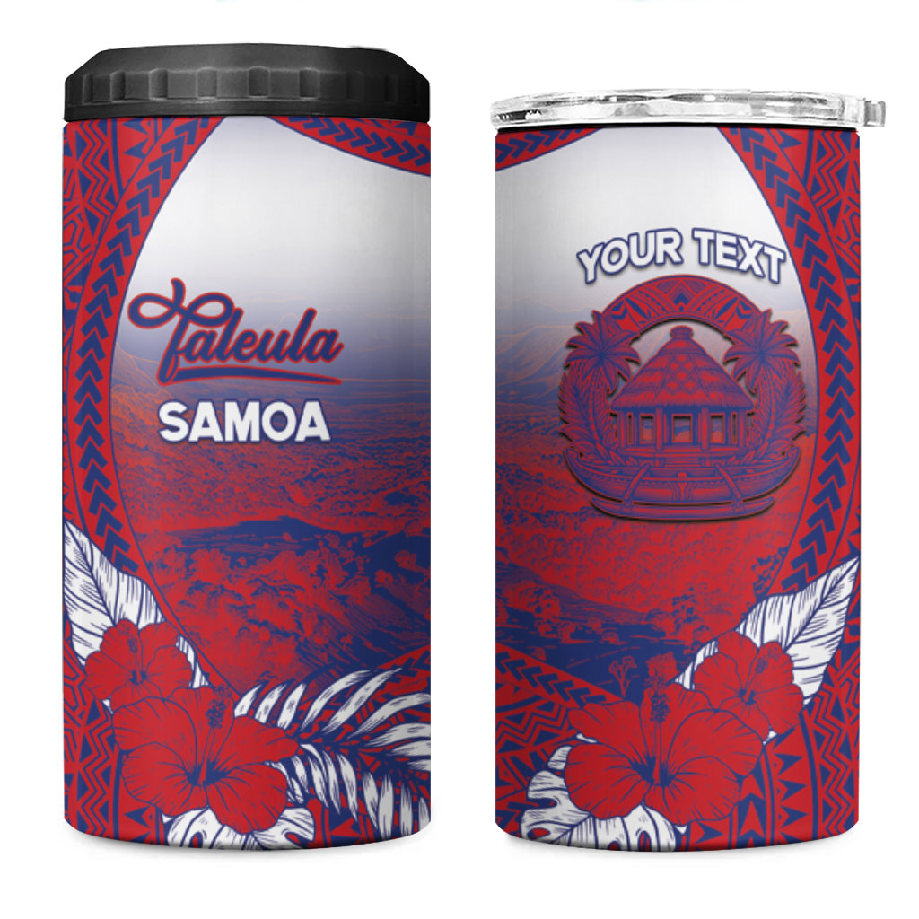 Personalised Faleula Samoa Village 4 in 1 Can Cooler Tumbler Falefa Valley Polynesian Tribal Hibiscus Floral DT05 One Size: 16 oz Red - Polynesian Pride