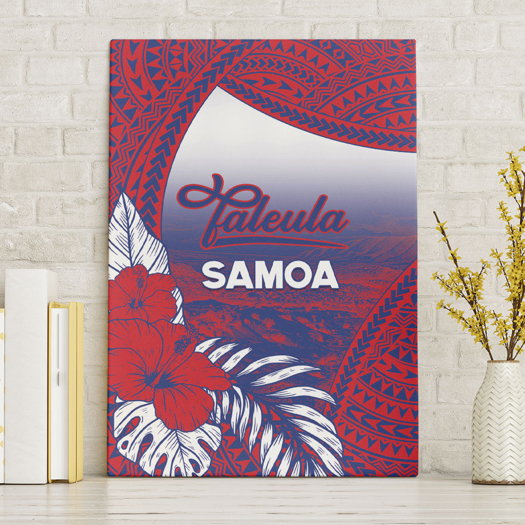 Faleula Samoa Village Canvas Wall Art Falefa Valley Polynesian Tribal Hibiscus Floral DT05 Without Frame Red - Polynesian Pride