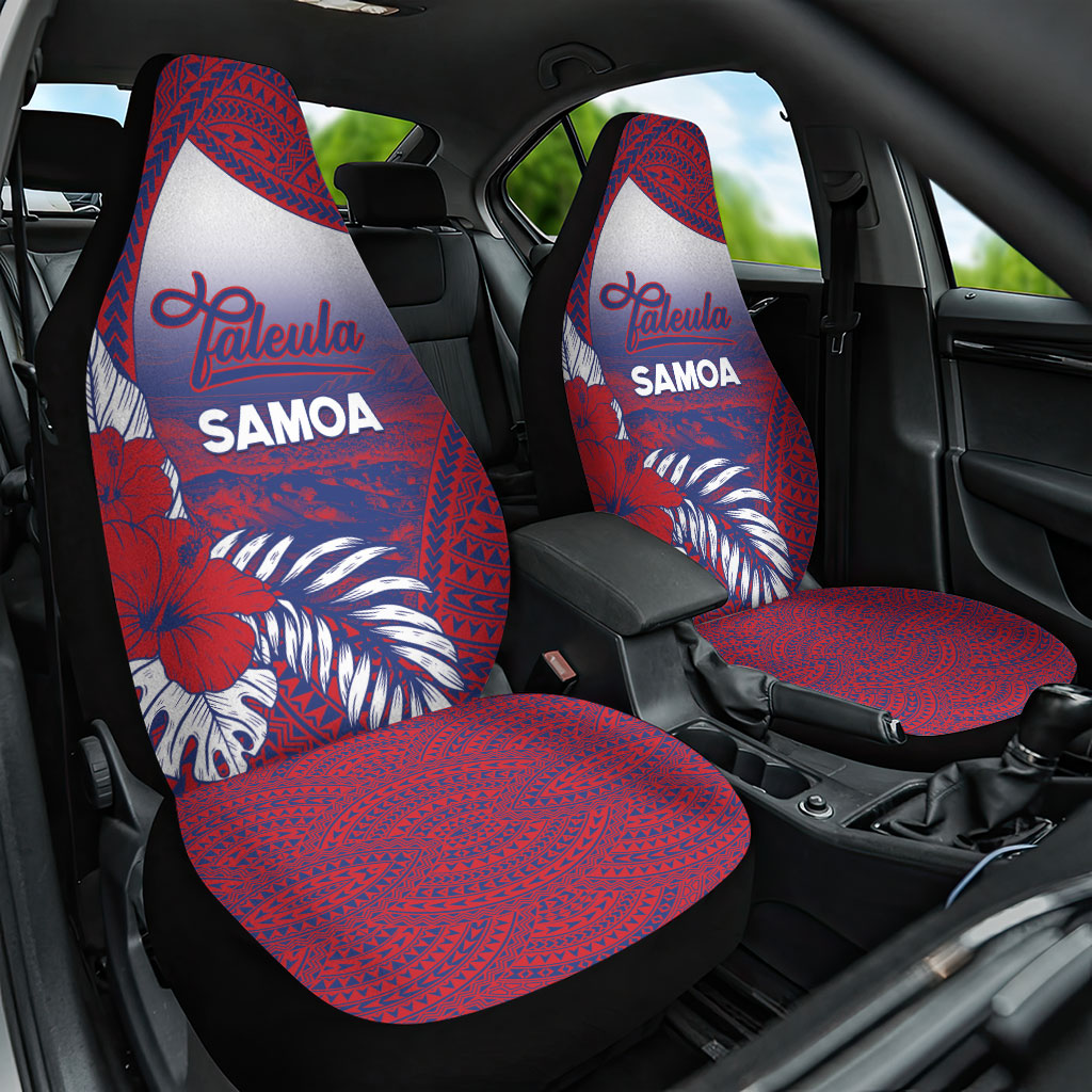 Faleula Samoa Village Car Seat Cover Falefa Valley Polynesian Tribal Hibiscus Floral DT05 One Size Red - Polynesian Pride