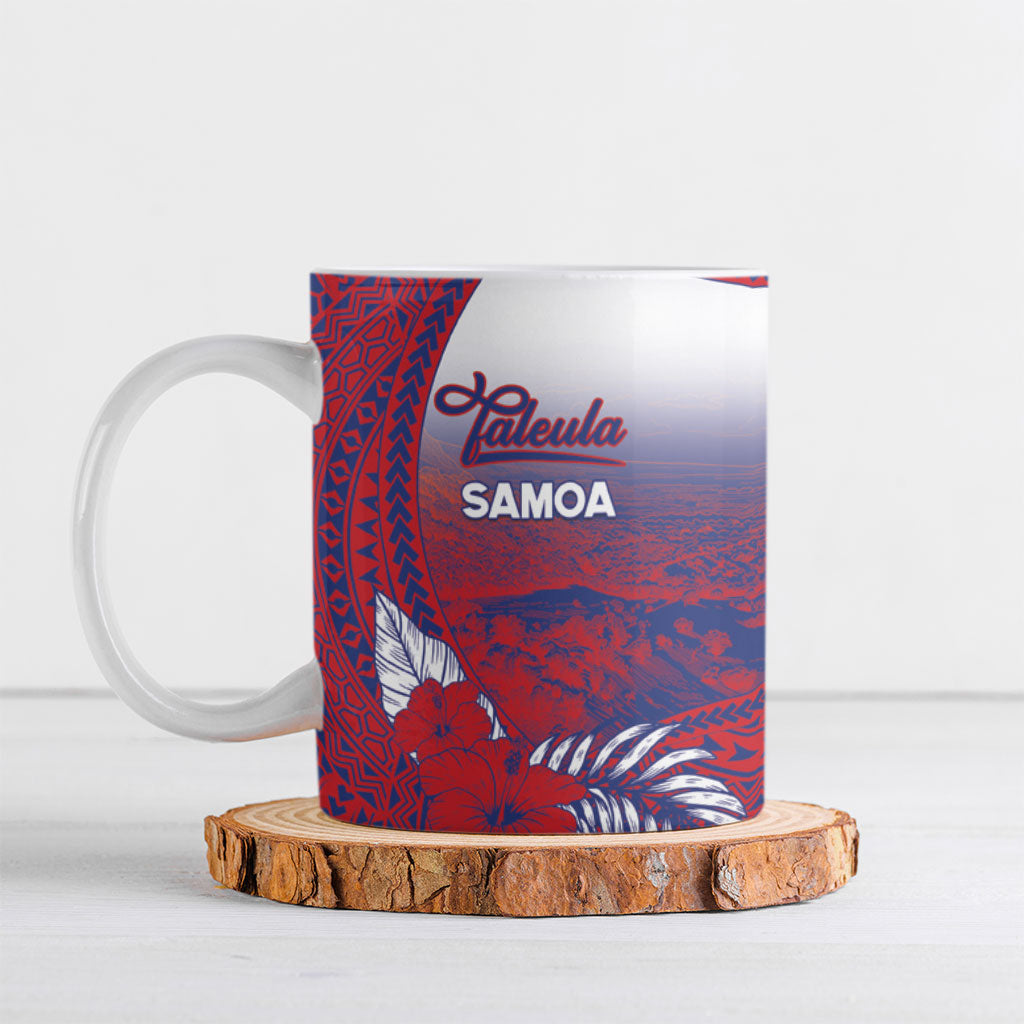 Personalised Faleula Samoa Village Ceramic Mug Falefa Valley Polynesian Tribal Hibiscus Floral DT05 Red - Polynesian Pride