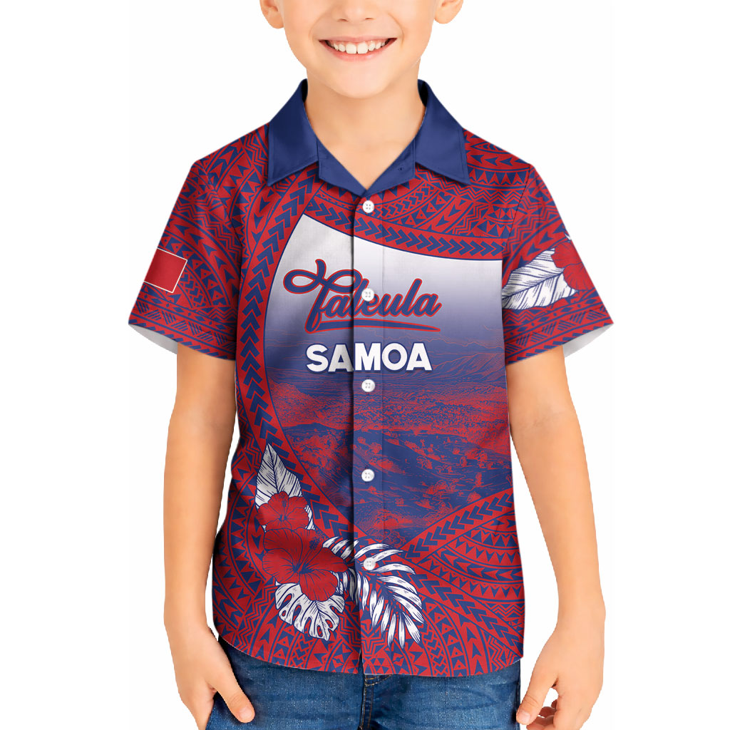 Personalised Faleula Samoa Village Kid Hawaiian Shirt Falefa Valley Polynesian Tribal Hibiscus Floral