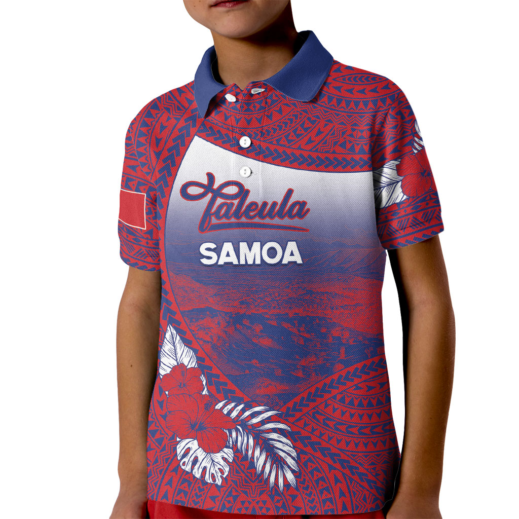 Personalised Faleula Samoa Village Kid Polo Shirt Falefa Valley Polynesian Tribal Hibiscus Floral