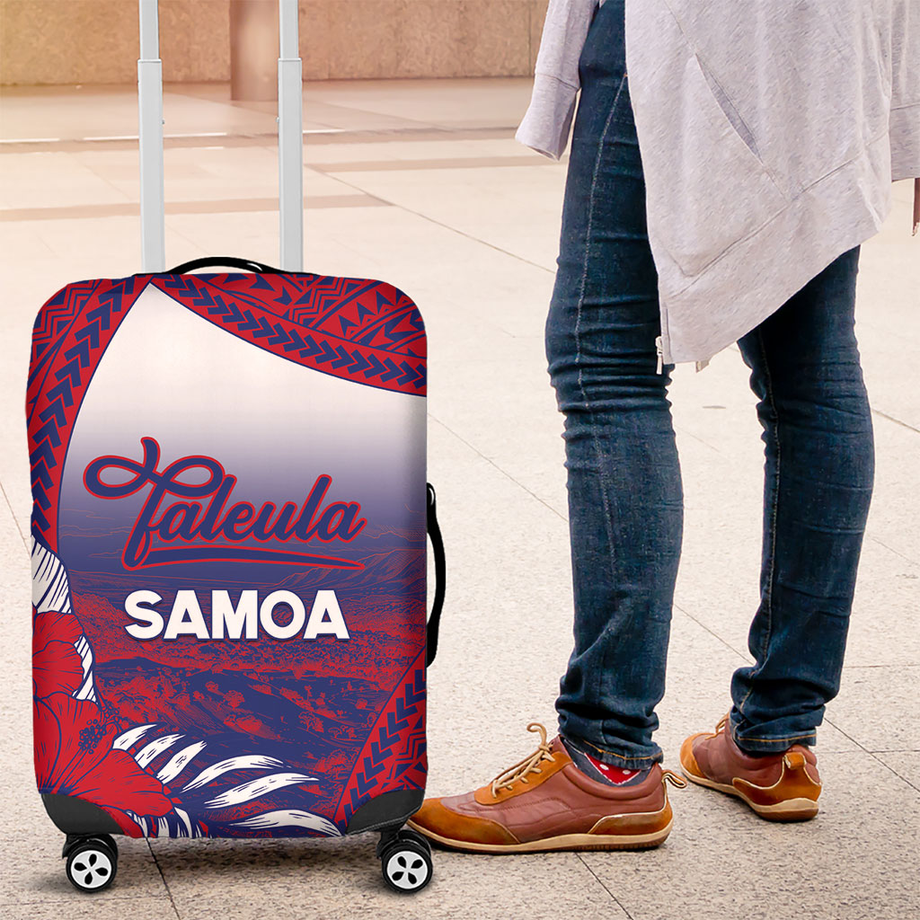 Faleula Samoa Village Luggage Cover Falefa Valley Polynesian Tribal Hibiscus Floral DT05 Red - Polynesian Pride