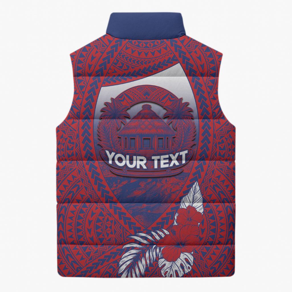 Personalised Faleula Samoa Village Sleeveless Puffer Jacket Falefa Valley Polynesian Tribal Hibiscus Floral DT05 - Polynesian Pride