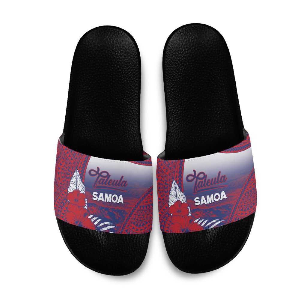 Faleula Samoa Village Slide Sandals Falefa Valley Polynesian Tribal Hibiscus Floral DT05 Red - Polynesian Pride
