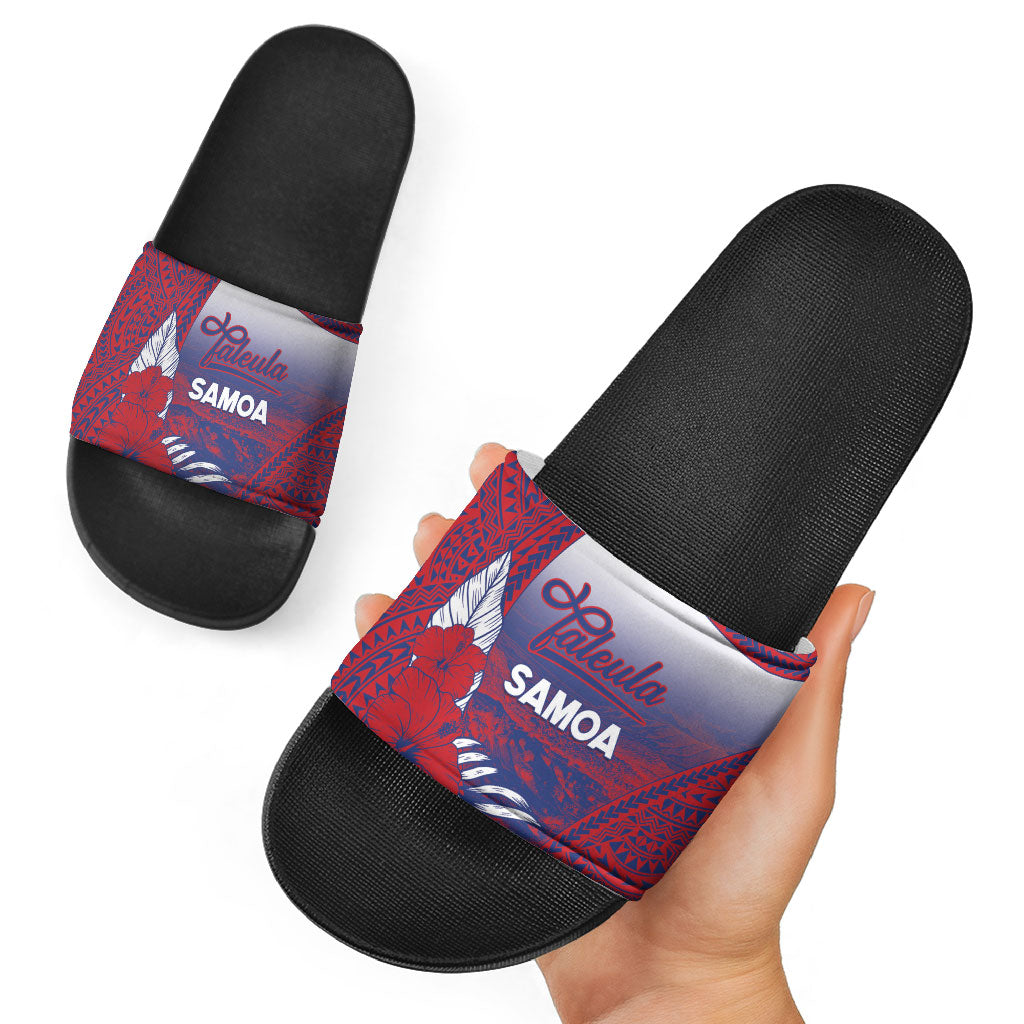 Faleula Samoa Village Slide Sandals Falefa Valley Polynesian Tribal Hibiscus Floral DT05 - Polynesian Pride