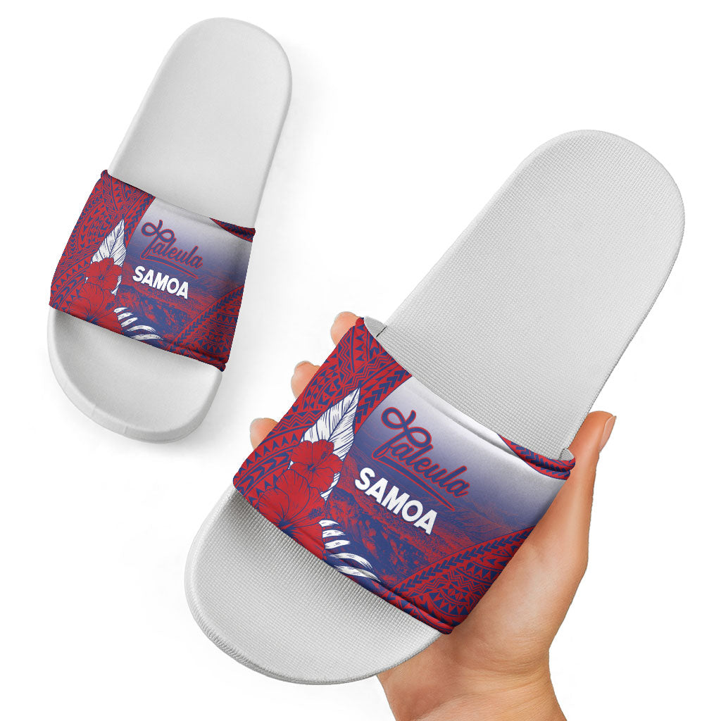 Faleula Samoa Village Slide Sandals Falefa Valley Polynesian Tribal Hibiscus Floral DT05 - Polynesian Pride