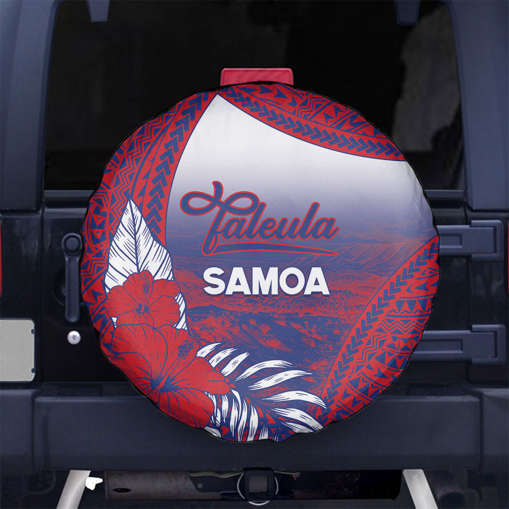 Faleula Samoa Village Spare Tire Cover Falefa Valley Polynesian Tribal Hibiscus Floral DT05 No hole Red - Polynesian Pride