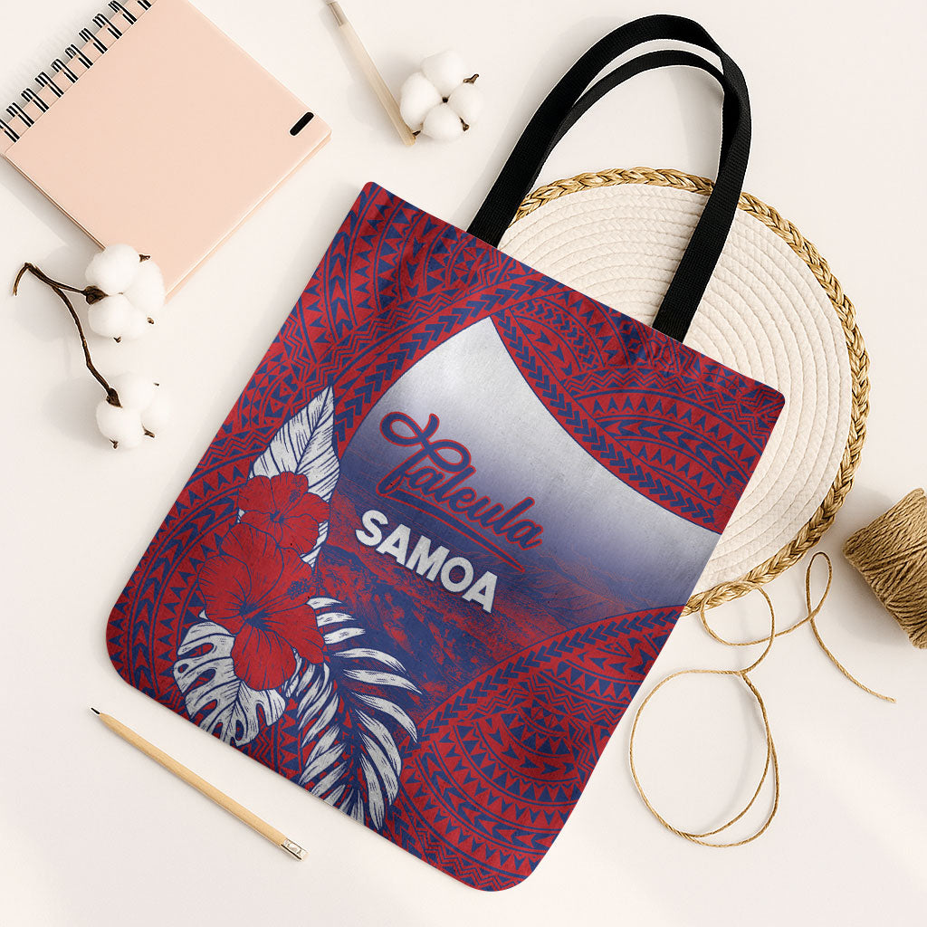 Faleula Samoa Village Tote Bag Falefa Valley Polynesian Tribal Hibiscus Floral DT05 Black Strap One Size Red - Polynesian Pride