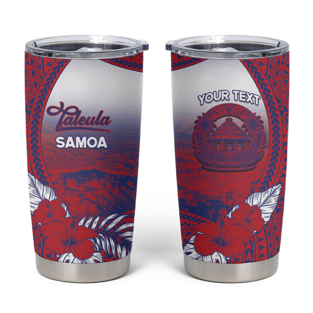 Personalised Faleula Samoa Village Tumbler Cup Falefa Valley Polynesian Tribal Hibiscus Floral DT05 Red - Polynesian Pride