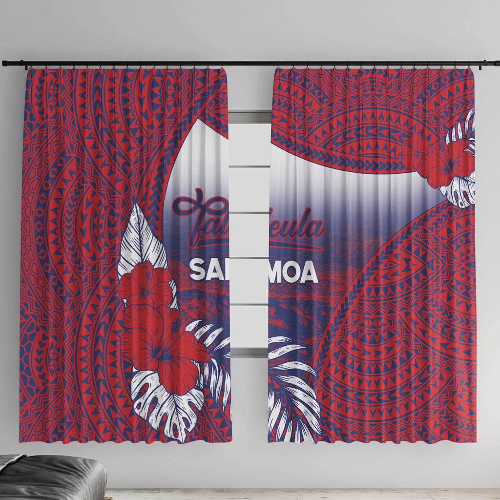 Faleula Samoa Village Window Curtain Falefa Valley Polynesian Tribal Hibiscus Floral DT05 With Hooks Red - Polynesian Pride