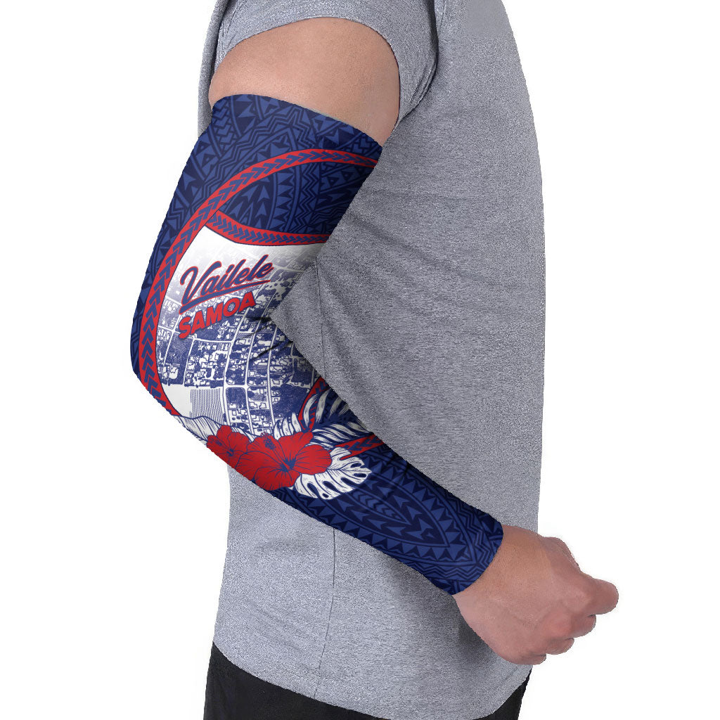 Personalised Vailele Samoa Village Arm Sleeves Map Polynesian Tribal Hibiscus Floral DT05 - Polynesian Pride