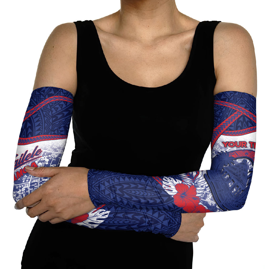 Personalised Vailele Samoa Village Arm Sleeves Map Polynesian Tribal Hibiscus Floral DT05 - Polynesian Pride