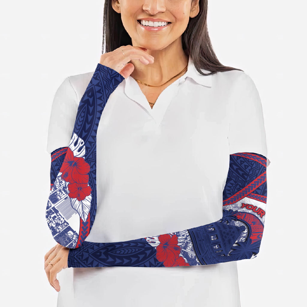 Personalised Vailele Samoa Village Arm Sleeves Map Polynesian Tribal Hibiscus Floral DT05 - Polynesian Pride