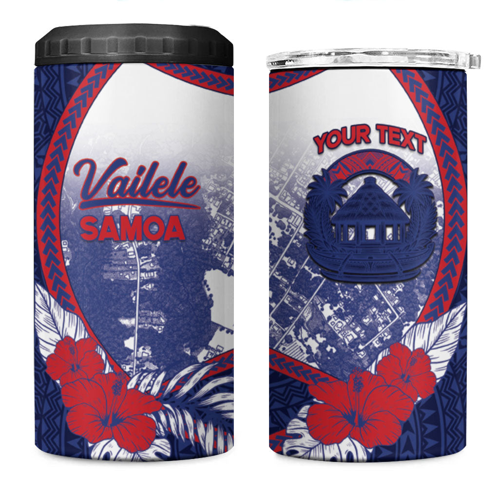 Personalised Vailele Samoa Village 4 in 1 Can Cooler Tumbler Map Polynesian Tribal Hibiscus Floral DT05 One Size: 16 oz Navy - Polynesian Pride