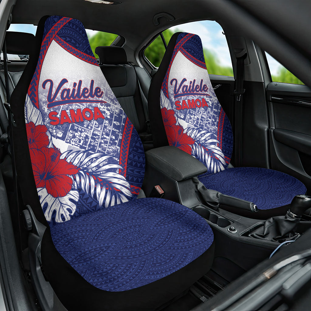 Vailele Samoa Village Car Seat Cover Map Polynesian Tribal Hibiscus Floral DT05 One Size Navy - Polynesian Pride