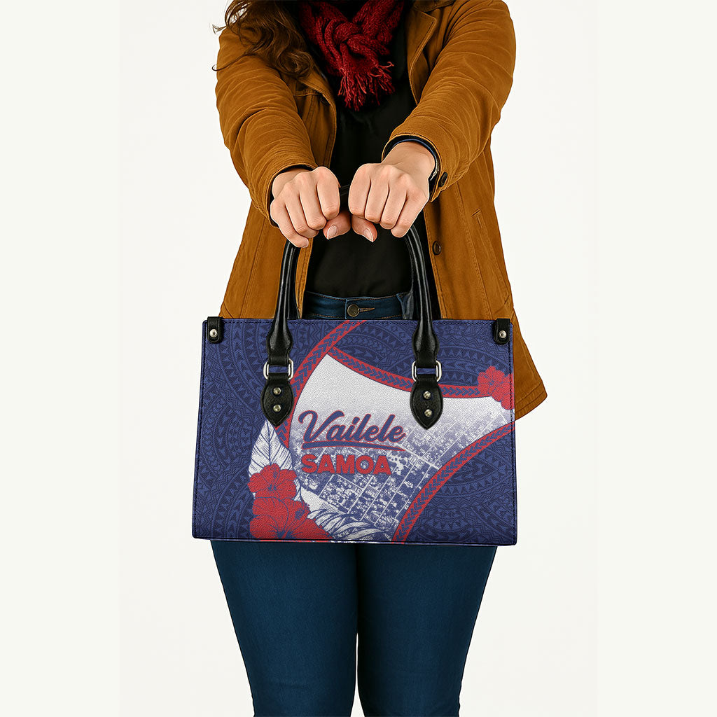 Vailele Samoa Village Leather Bag Map Polynesian Tribal Hibiscus Floral