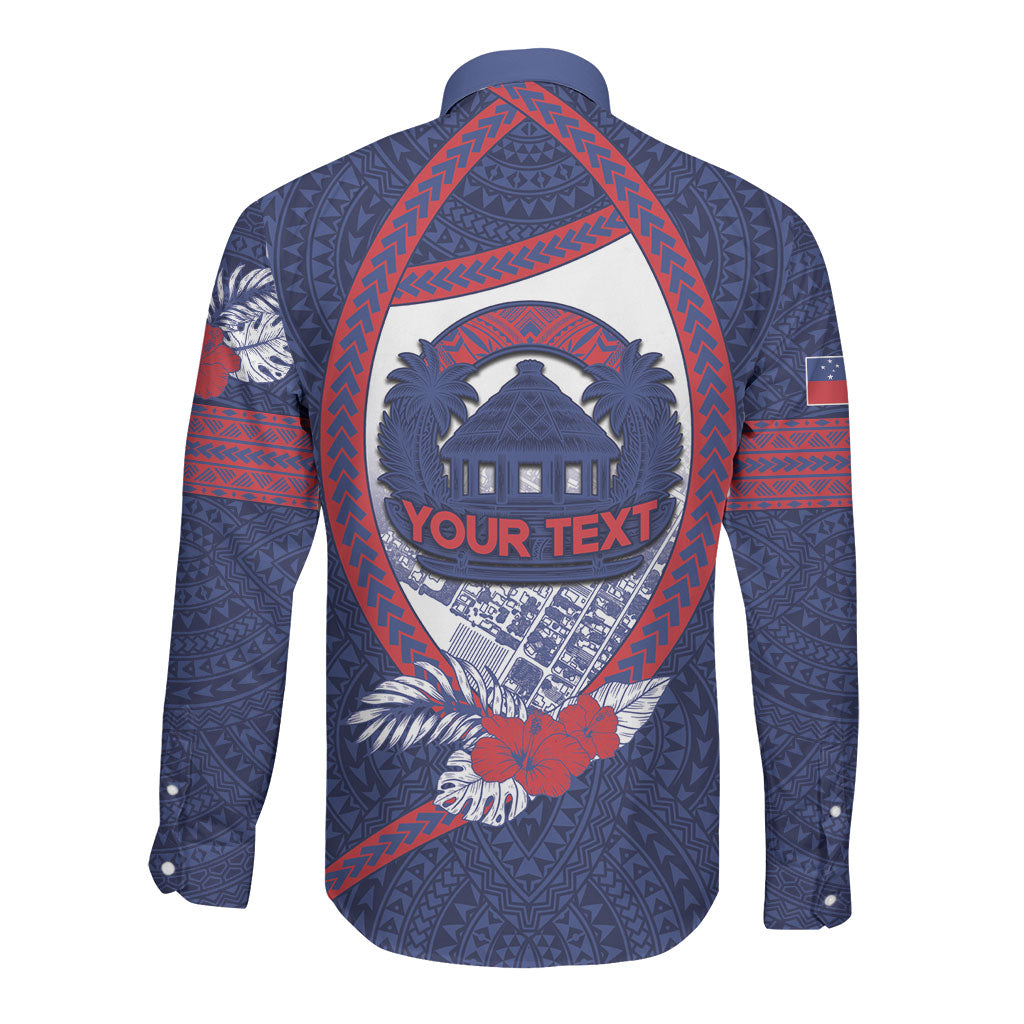 Personalised Vailele Samoa Village Long Sleeve Button Shirt Map Polynesian Tribal Hibiscus Floral DT05 - Polynesian Pride