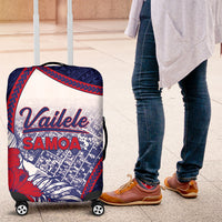 Vailele Samoa Village Luggage Cover Map Polynesian Tribal Hibiscus Floral DT05 Navy - Polynesian Pride