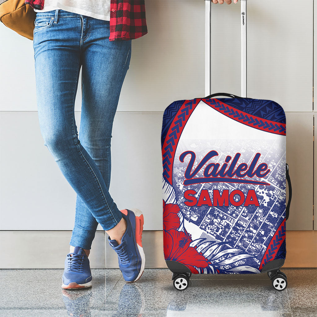 Vailele Samoa Village Luggage Cover Map Polynesian Tribal Hibiscus Floral DT05 - Polynesian Pride