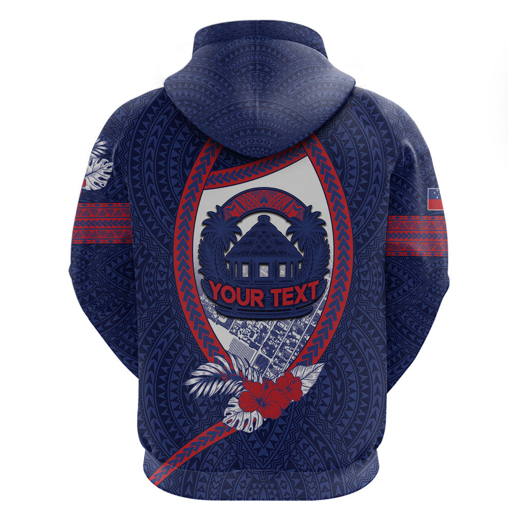 Personalised Vailele Samoa Village Zip Hoodie Map Polynesian Tribal Hibiscus Floral DT05 - Polynesian Pride