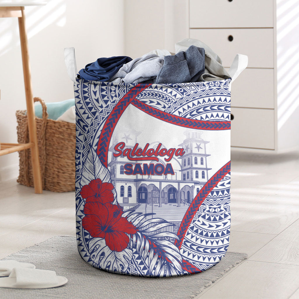 Salelologa Samoa Village Laundry Basket Polynesian Tribal Church Landmark Hibiscus Floral DT05 White - Polynesian Pride