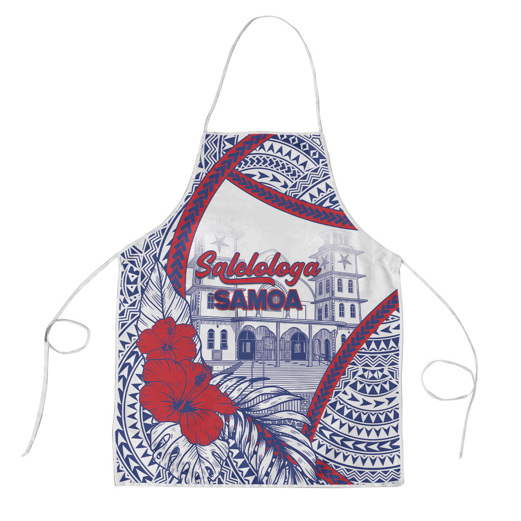Salelologa Samoa Village Apron Polynesian Tribal Church Landmark Hibiscus Floral DT05 White - Polynesian Pride