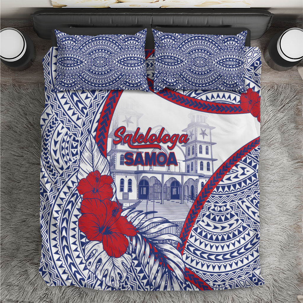 Salelologa Samoa Village Bedding Set Polynesian Tribal Church Landmark Hibiscus Floral DT05 White - Polynesian Pride