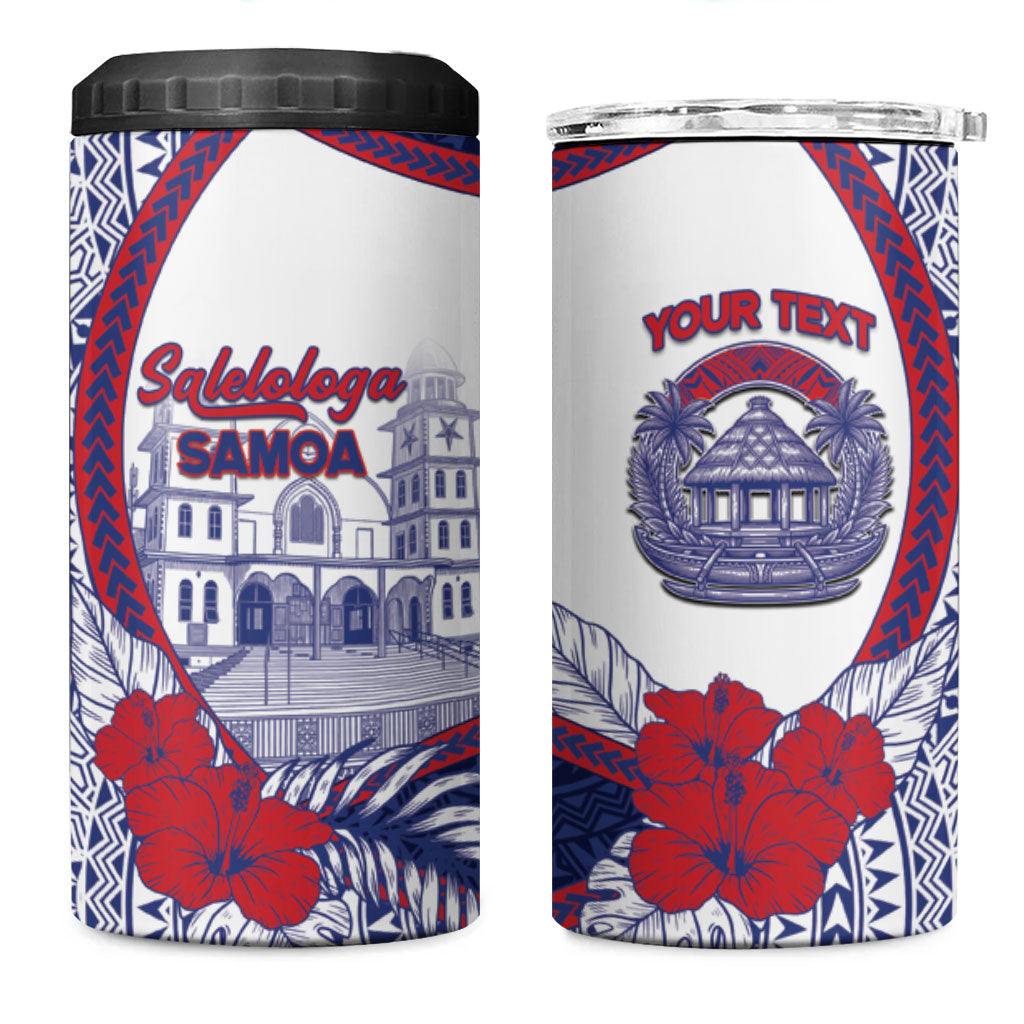 Personalised Salelologa Samoa Village 4 in 1 Can Cooler Tumbler Polynesian Tribal Church Landmark Hibiscus Floral DT05 One Size: 16 oz White - Polynesian Pride