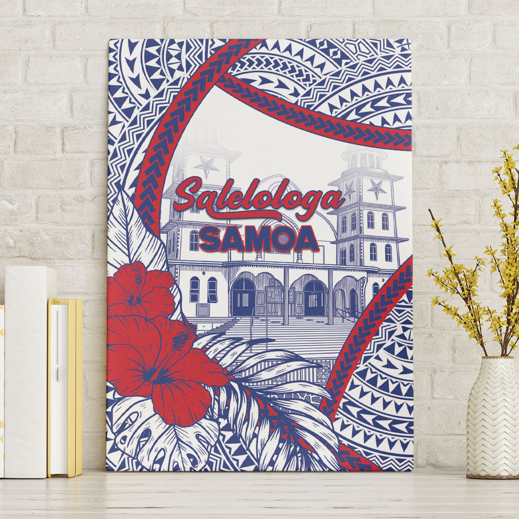 Salelologa Samoa Village Canvas Wall Art Polynesian Tribal Church Landmark Hibiscus Floral DT05 Without Frame White - Polynesian Pride