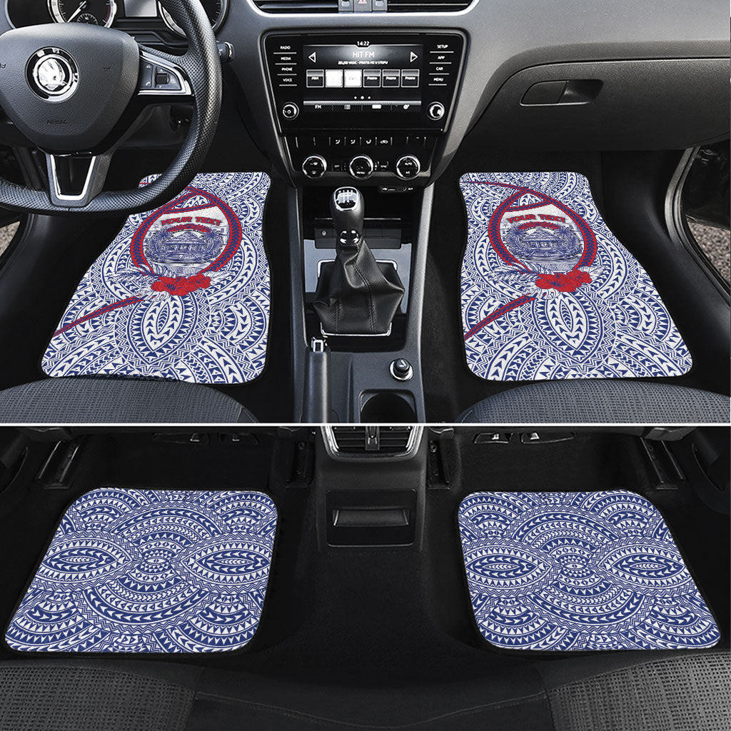 Personalised Salelologa Samoa Village Car Mats Polynesian Tribal Church Landmark Hibiscus Floral DT05 Set 4pcs White - Polynesian Pride
