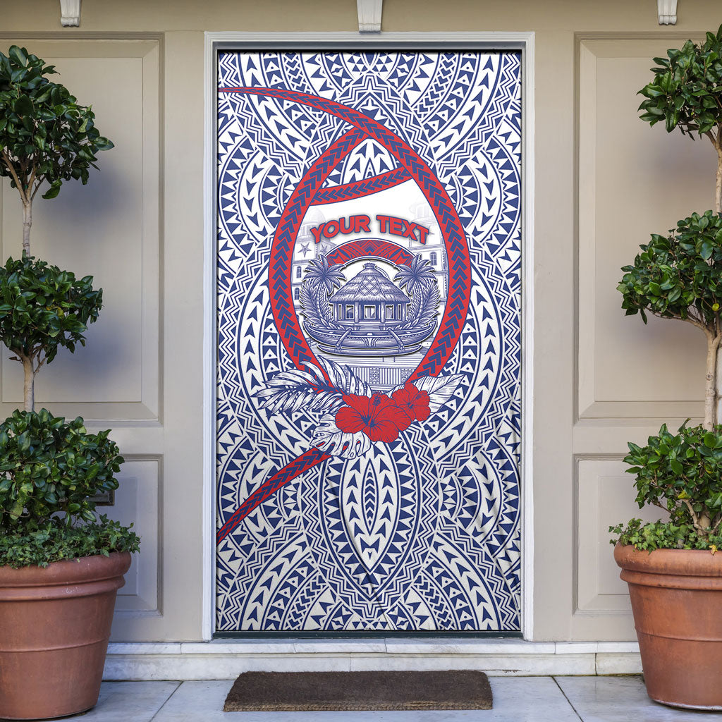 Personalised Salelologa Samoa Village Door Cover Polynesian Tribal Church Landmark Hibiscus Floral DT05 White - Polynesian Pride
