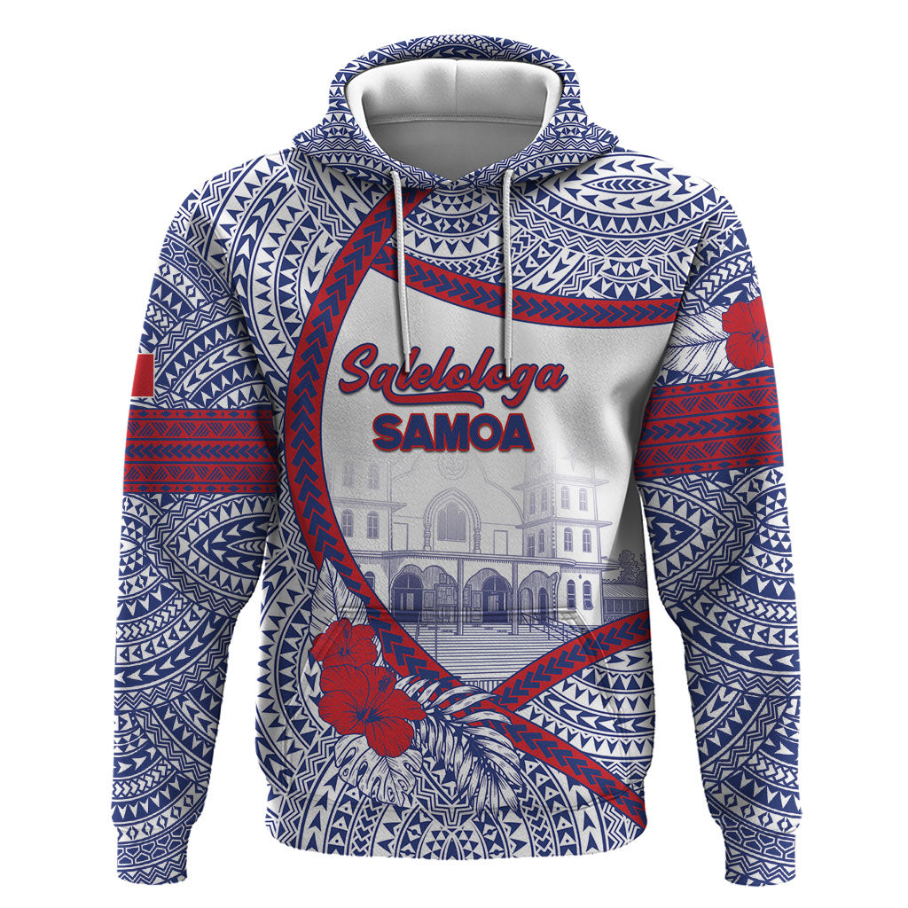 Personalised Salelologa Samoa Village Hoodie Polynesian Tribal Church Landmark Hibiscus Floral