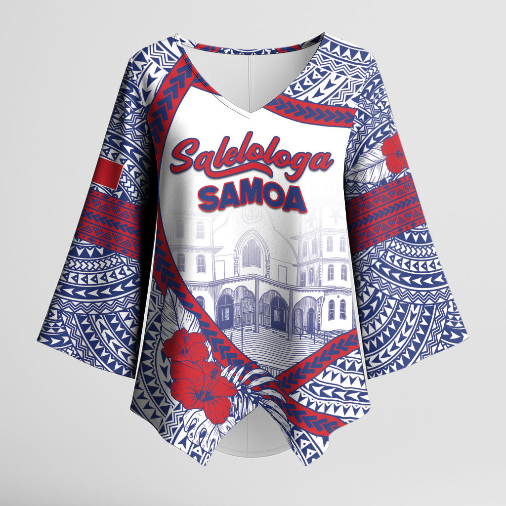 Personalised Salelologa Samoa Village Kimono Sleeve Blouse Polynesian Tribal Church Landmark Hibiscus Floral DT05 Female White - Polynesian Pride