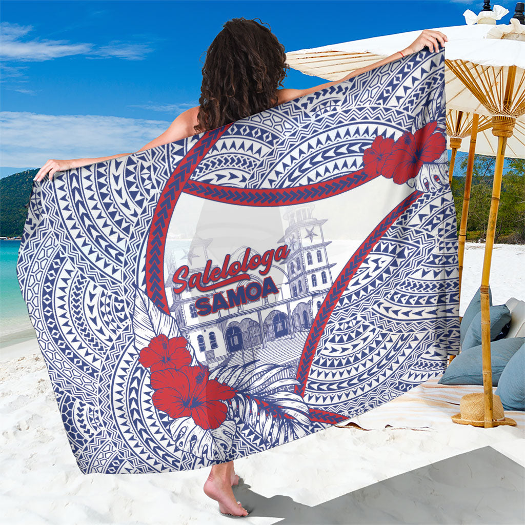 Salelologa Samoa Village Sarong Polynesian Tribal Church Landmark Hibiscus Floral DT05 One Size 44 x 66 inches White - Polynesian Pride