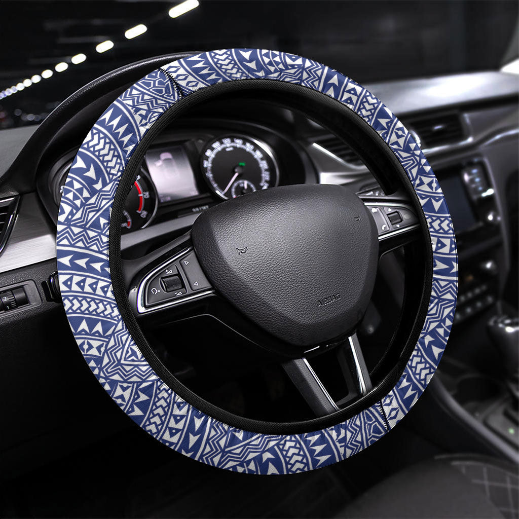 Salelologa Samoa Village Steering Wheel Cover Polynesian Tribal Church Landmark Hibiscus Floral DT05 Universal Fit White - Polynesian Pride
