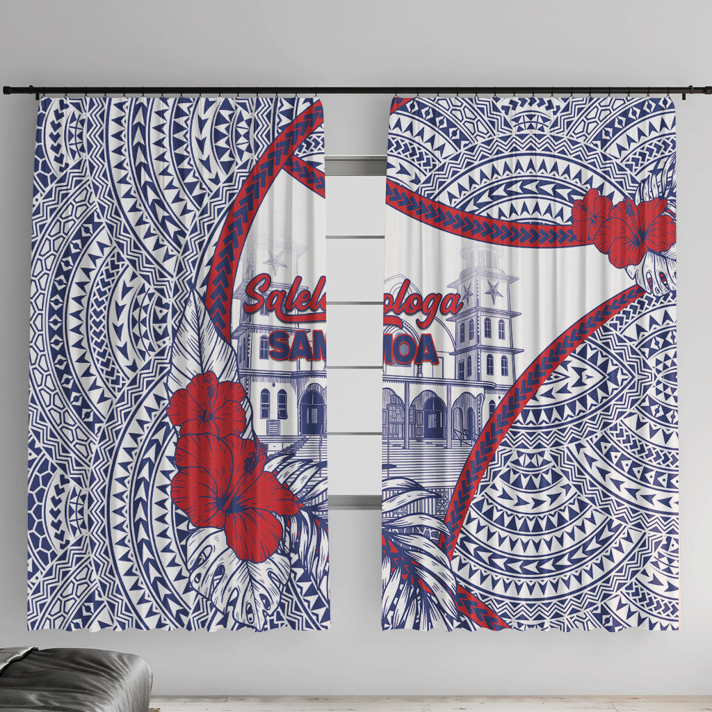 Salelologa Samoa Village Window Curtain Polynesian Tribal Church Landmark Hibiscus Floral DT05 With Hooks White - Polynesian Pride