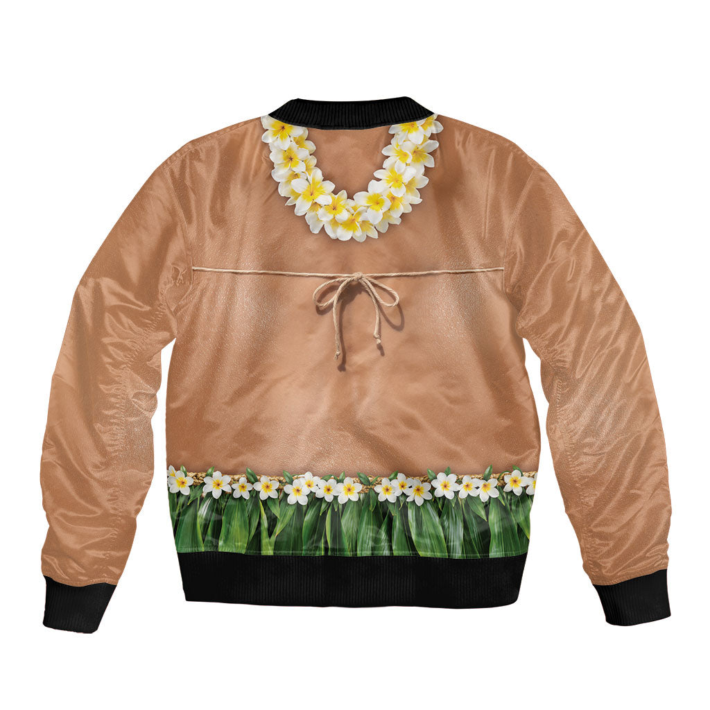 Hawaii Bikini Hula Costume Sleeve Zip Bomber Jacket Coconut Bra Plumeria Flower Lei Grass Skirt DT05 - Polynesian Pride