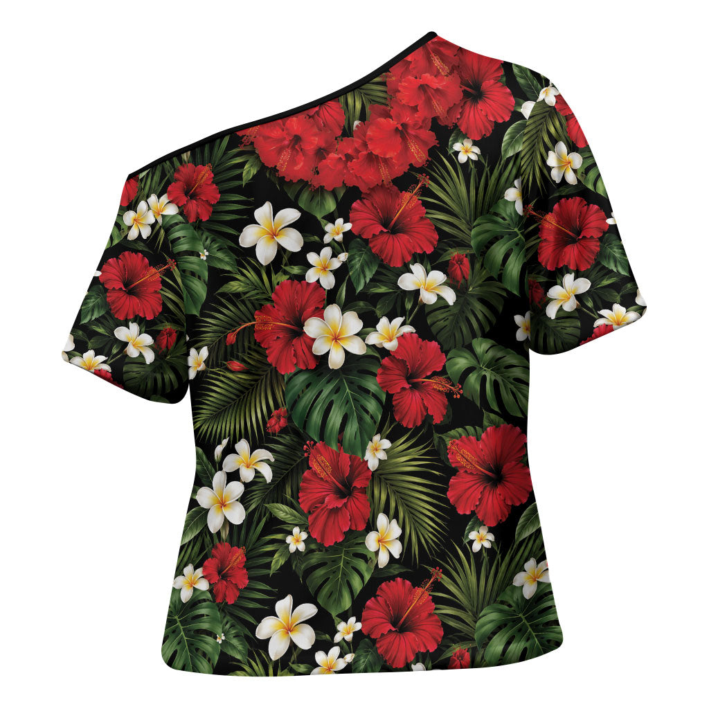 Hawaiian Floral Muscle Abs Cross Shoulder Shirt Six Pack Hibiscus Flower Lei Luau DT05 - Polynesian Pride