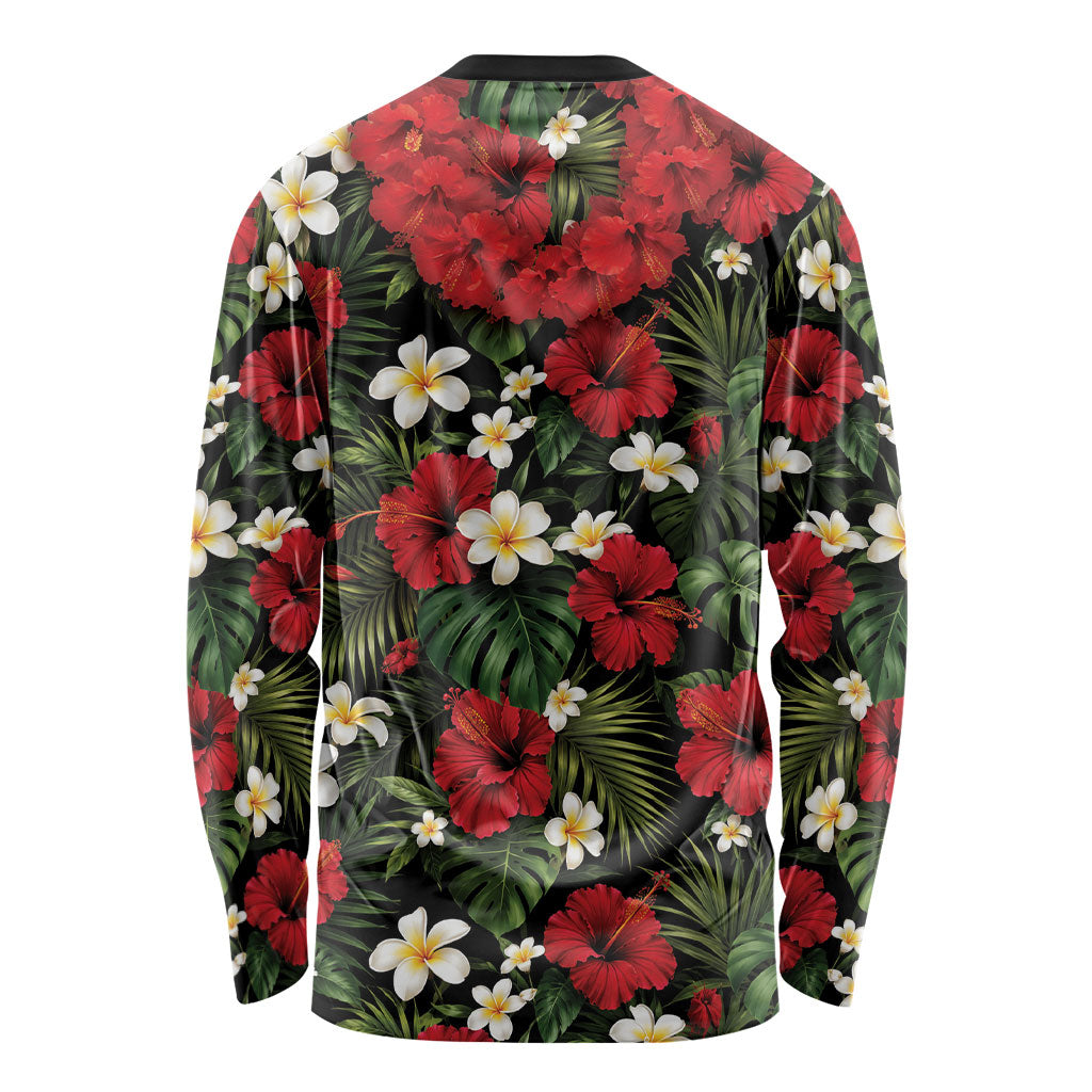 Hawaiian Floral Muscle Abs Long Sleeve Shirt Six Pack Hibiscus Flower Lei Luau DT05 - Polynesian Pride