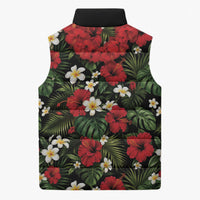 Hawaiian Floral Muscle Abs Sleeveless Puffer Jacket Six Pack Hibiscus Flower Lei Luau DT05 - Polynesian Pride