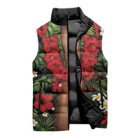 Hawaiian Floral Muscle Abs Sleeveless Puffer Jacket Six Pack Hibiscus Flower Lei Luau DT05 - Polynesian Pride