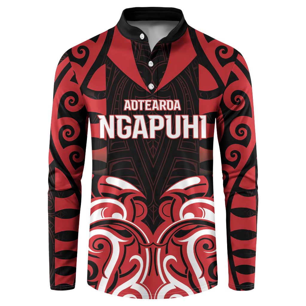 Custom Aotearoa Ngapuhi Button Sweatshirt Maori Pattern New Zealand DT05 Red - Polynesian Pride