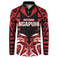 Custom Aotearoa Ngapuhi Button Sweatshirt Maori Pattern New Zealand DT05 Red - Polynesian Pride