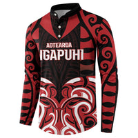 Custom Aotearoa Ngapuhi Button Sweatshirt Maori Pattern New Zealand DT05 - Polynesian Pride