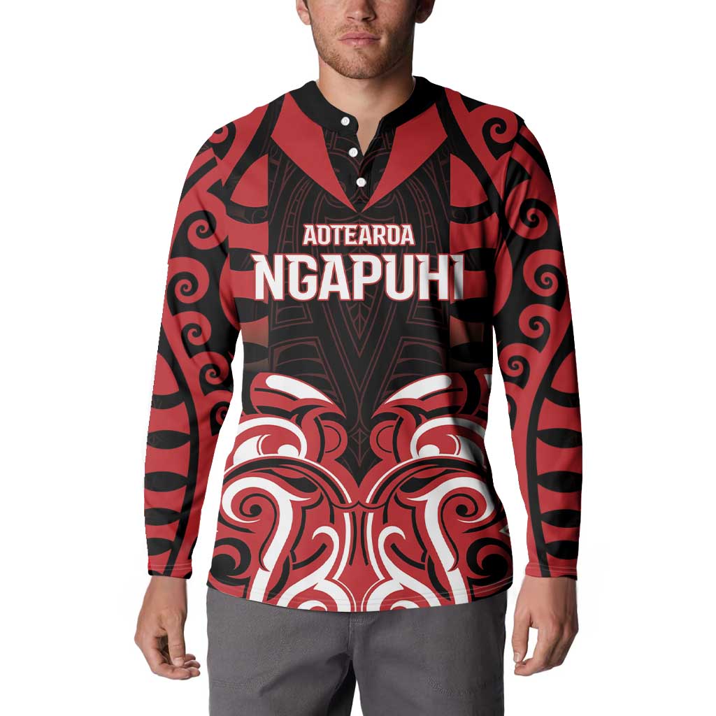 Custom Aotearoa Ngapuhi Button Sweatshirt Maori Pattern New Zealand DT05 - Polynesian Pride