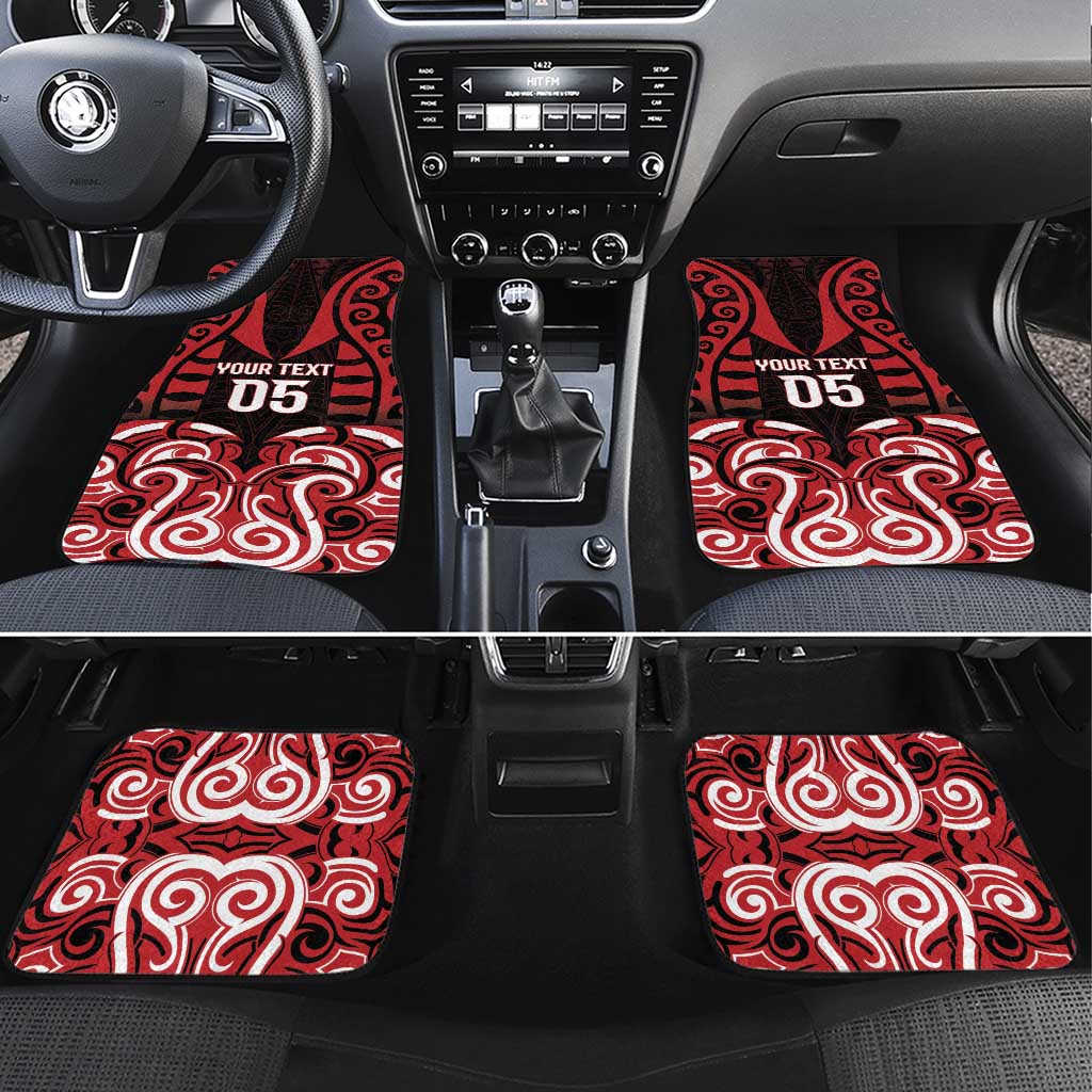 Aotearoa Ngapuhi Car Mats Maori Pattern New Zealand DT05 Set 4pcs Red - Polynesian Pride